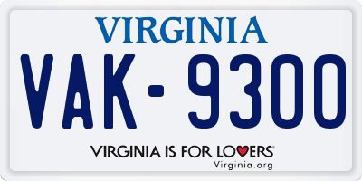 VA license plate VAK9300