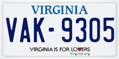 VA license plate VAK9305