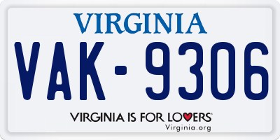 VA license plate VAK9306
