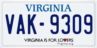 VA license plate VAK9309
