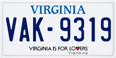 VA license plate VAK9319