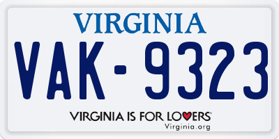 VA license plate VAK9323