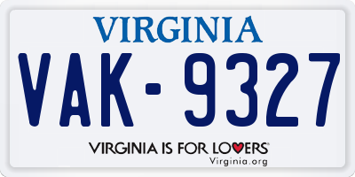 VA license plate VAK9327