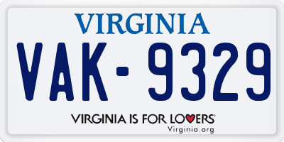 VA license plate VAK9329