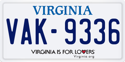 VA license plate VAK9336