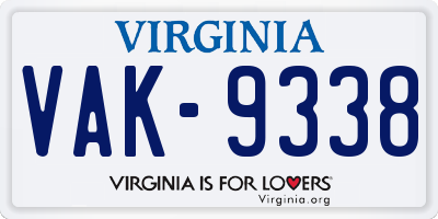 VA license plate VAK9338