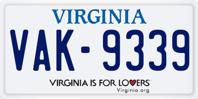 VA license plate VAK9339