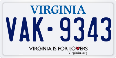 VA license plate VAK9343