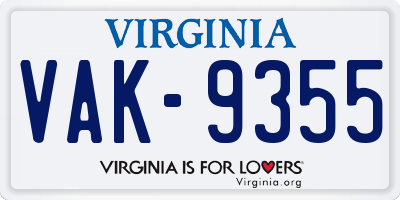 VA license plate VAK9355