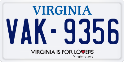 VA license plate VAK9356
