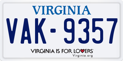 VA license plate VAK9357