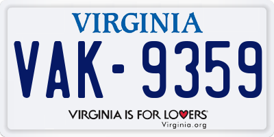 VA license plate VAK9359
