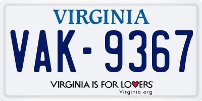 VA license plate VAK9367