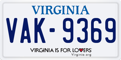 VA license plate VAK9369