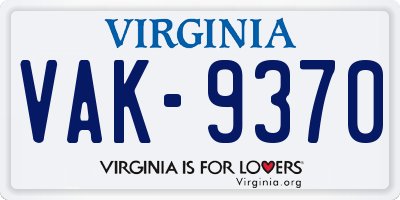 VA license plate VAK9370