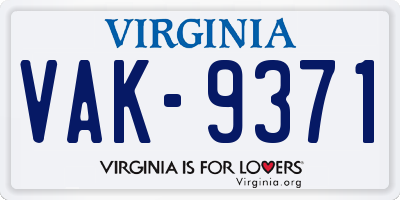 VA license plate VAK9371