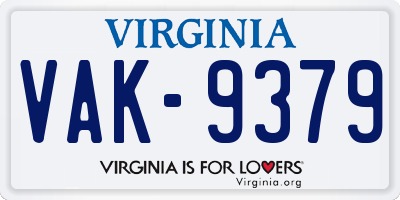 VA license plate VAK9379