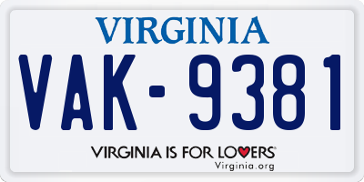 VA license plate VAK9381