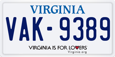 VA license plate VAK9389