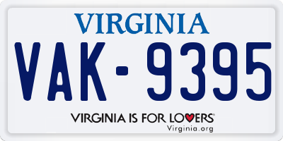 VA license plate VAK9395