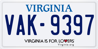 VA license plate VAK9397