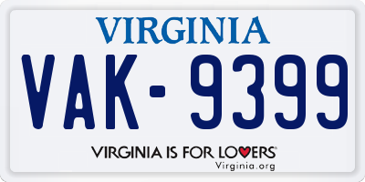 VA license plate VAK9399