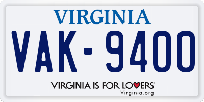VA license plate VAK9400