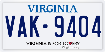 VA license plate VAK9404