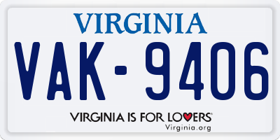 VA license plate VAK9406