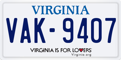 VA license plate VAK9407