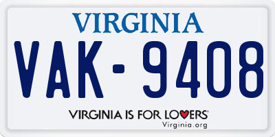VA license plate VAK9408