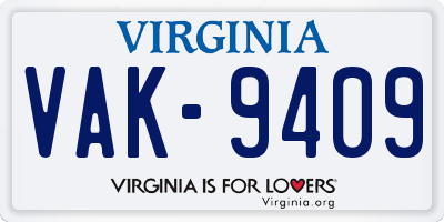 VA license plate VAK9409