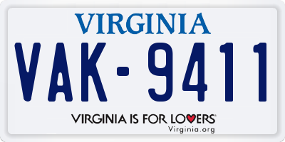 VA license plate VAK9411