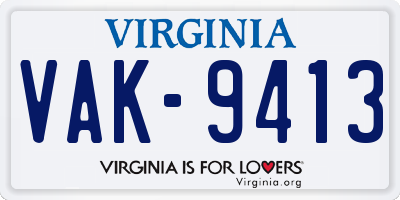 VA license plate VAK9413