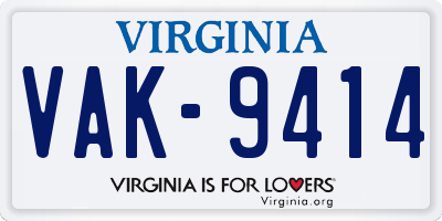VA license plate VAK9414