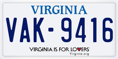 VA license plate VAK9416