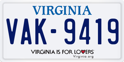 VA license plate VAK9419