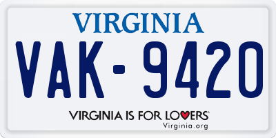 VA license plate VAK9420