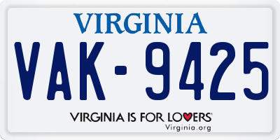 VA license plate VAK9425