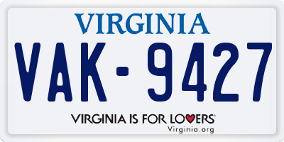 VA license plate VAK9427
