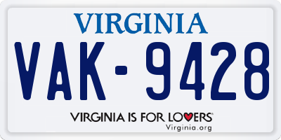 VA license plate VAK9428