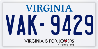 VA license plate VAK9429