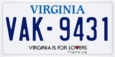 VA license plate VAK9431