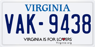 VA license plate VAK9438