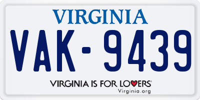 VA license plate VAK9439