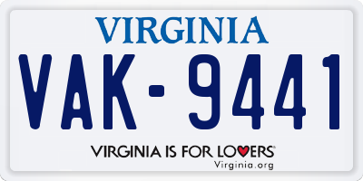 VA license plate VAK9441