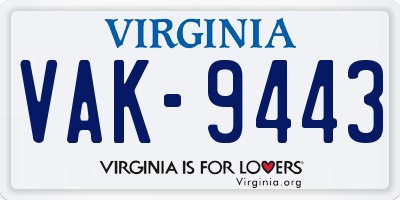 VA license plate VAK9443