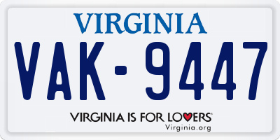 VA license plate VAK9447