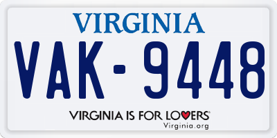 VA license plate VAK9448