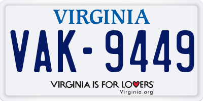 VA license plate VAK9449